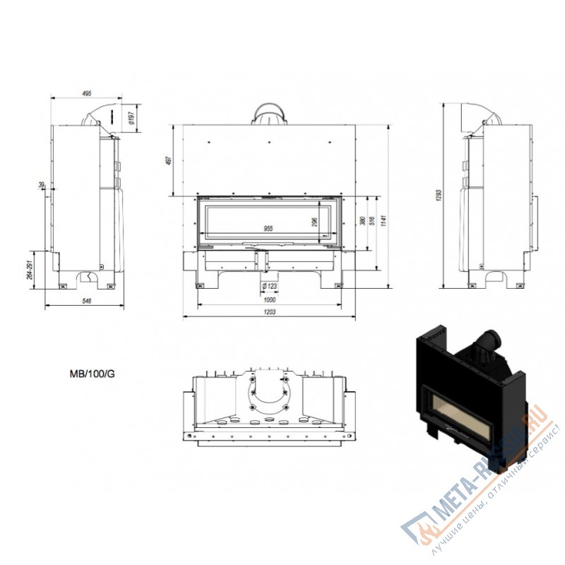 Каминная топка Kratki MB100/G
