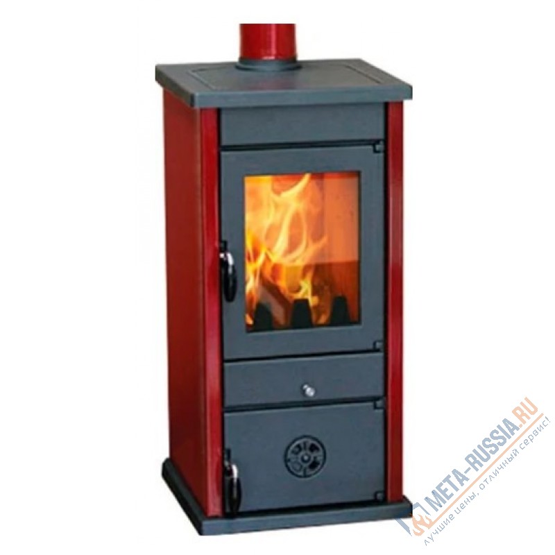 Печь-камин MBS THERMO VESTA PLUS DARK RED (с водяным контуром)