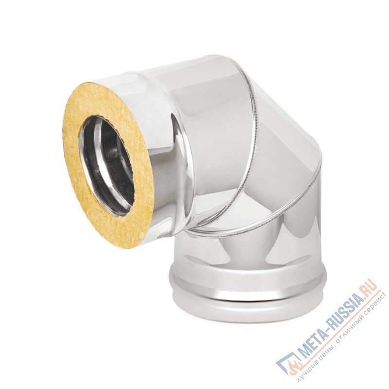 Сэндвич-колено Везувий  Нерж+Нерж (AISI 316/304 (0,5мм/0,5мм) 90°