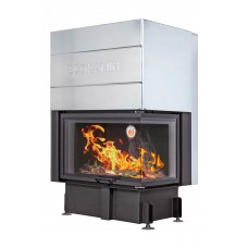 Каминная топка ЭкоКамин ДЕЛЬТА 800RB два стекла правая принтинг черный шамот TDN800RB