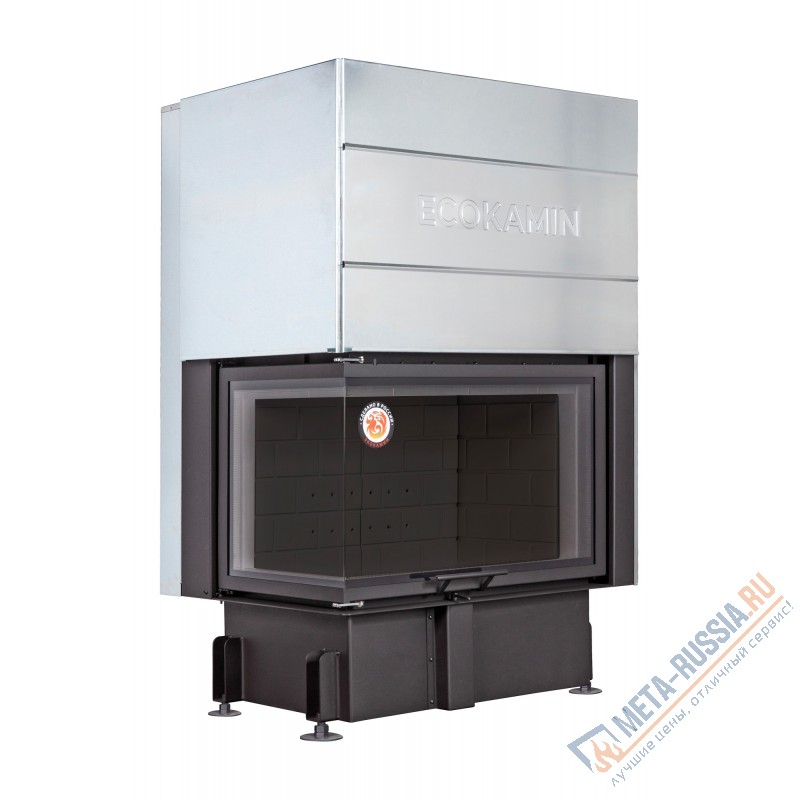 Каминная топка ЭкоКамин ДЕЛЬТА 800LB два стекла левая принтинг черный шамот TDN800LB