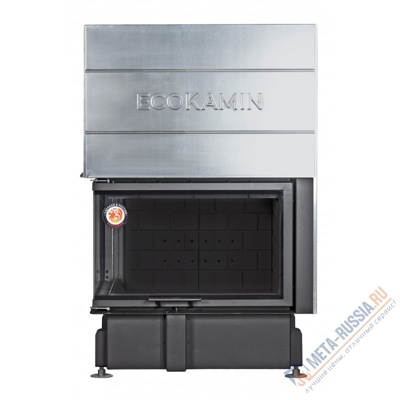 Каминная топка ЭкоКамин ДЕЛЬТА 800LB два стекла левая принтинг черный шамот TDN800LB