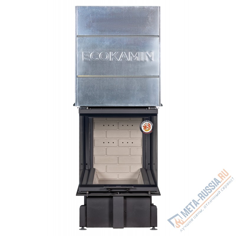 Каминная топка ЭкоКамин ДЕЛЬТА 900 P три стекла подовое горение принтинг