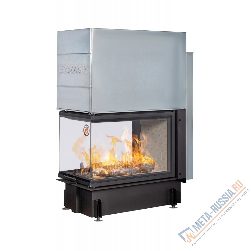 Каминная топка ЭкоКамин ДЕЛЬТА 900 P три стекла подовое горение принтинг