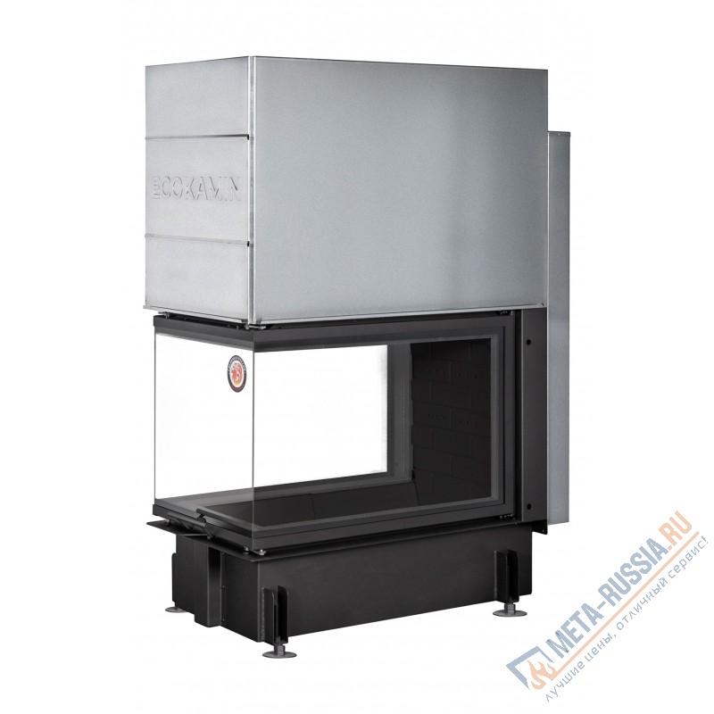 Каминная топка ЭкоКамин ДЕЛЬТА 900B три стекла принтинг черный шамот