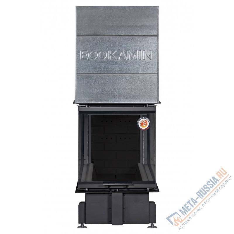 Каминная топка ЭкоКамин ДЕЛЬТА 900B три стекла принтинг черный шамот