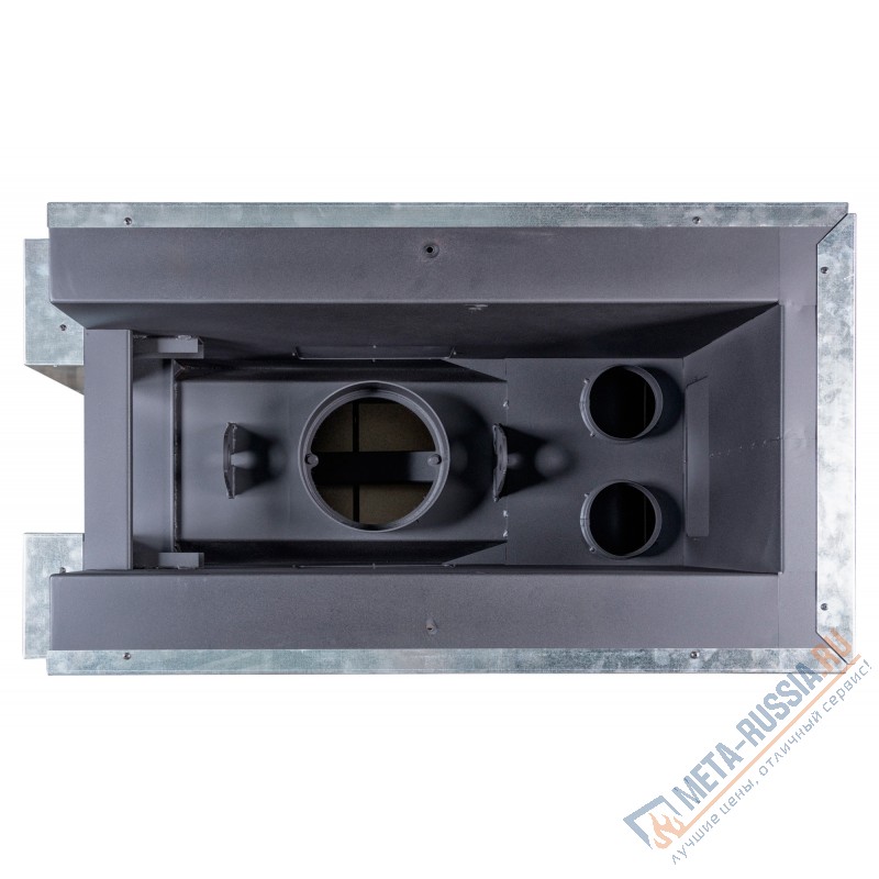 Каминная топка ЭкоКамин ДЕЛЬТА 900B три стекла принтинг черный шамот