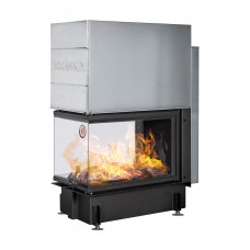 Каминная топка ЭкоКамин ДЕЛЬТА 900B три стекла принтинг черный шамот