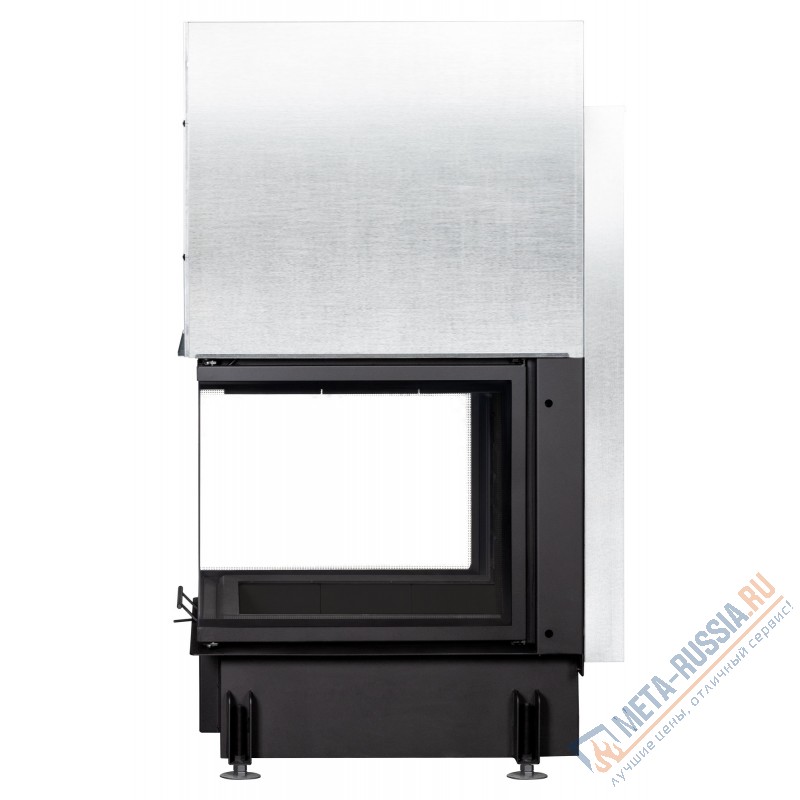 Каминная топка ЭкоКамин ДЕЛЬТА 700B TDN700PВ три стекла подовое горение принтинг черный шамот