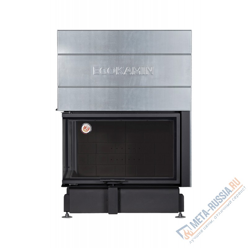 Каминная топка ЭкоКамин ДЕЛЬТА 1000LB два стекла принтинг левая черный шамот TDNP1000LB