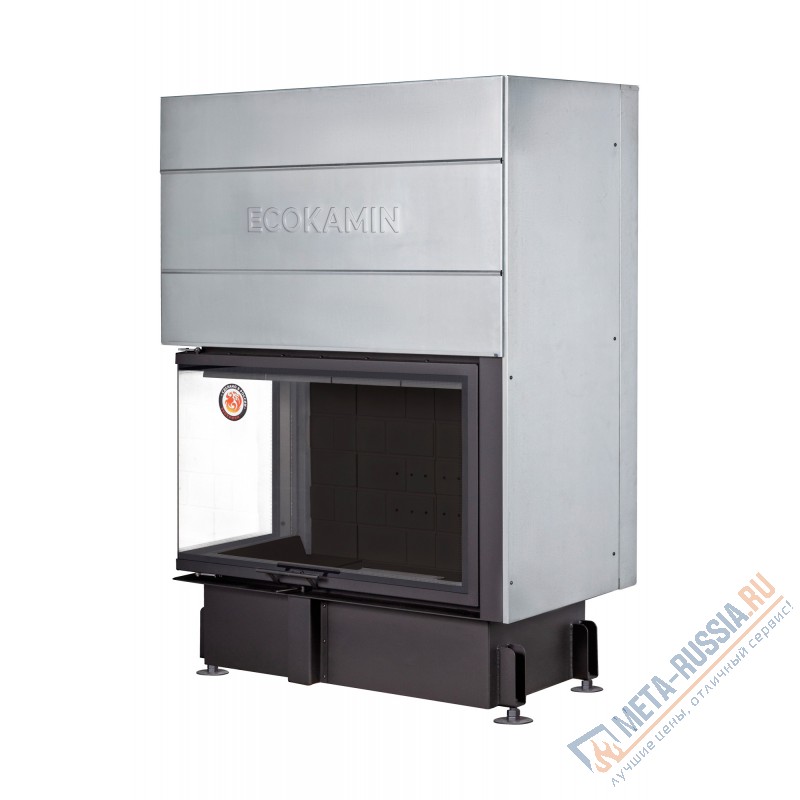 Каминная топка ЭкоКамин ДЕЛЬТА 1000LB два стекла принтинг левая черный шамот TDNP1000LB