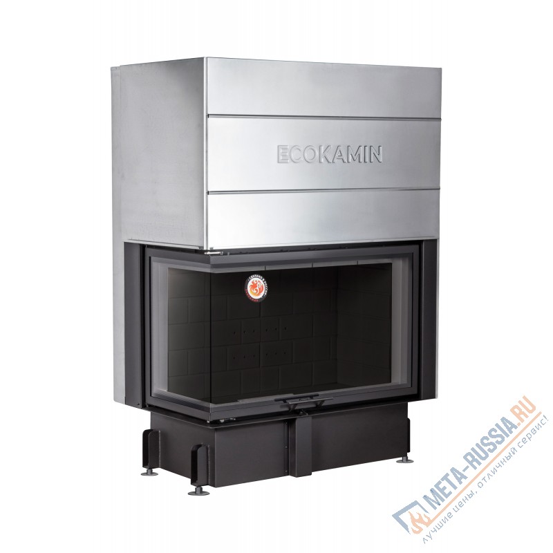 Каминная топка ЭкоКамин ДЕЛЬТА 1000LB два стекла принтинг левая черный шамот TDNP1000LB