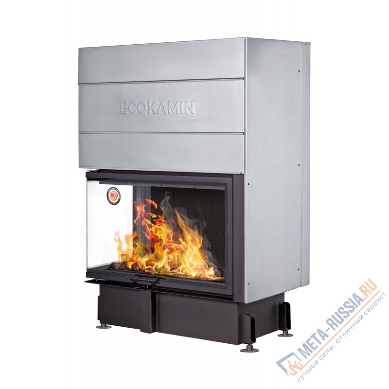 Каминная топка ЭкоКамин ДЕЛЬТА 1000LB два стекла принтинг левая черный шамот TDNP1000LB