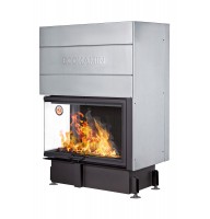 Каминная топка ЭкоКамин ДЕЛЬТА 1000LB два стекла принтинг левая черный шамот TDNP1000LB