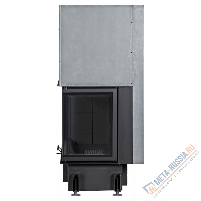 Каминная топка ЭкоКамин ДЕЛЬТА 1000RB два стекла принтинг правая черный шамот TDNP1000RB