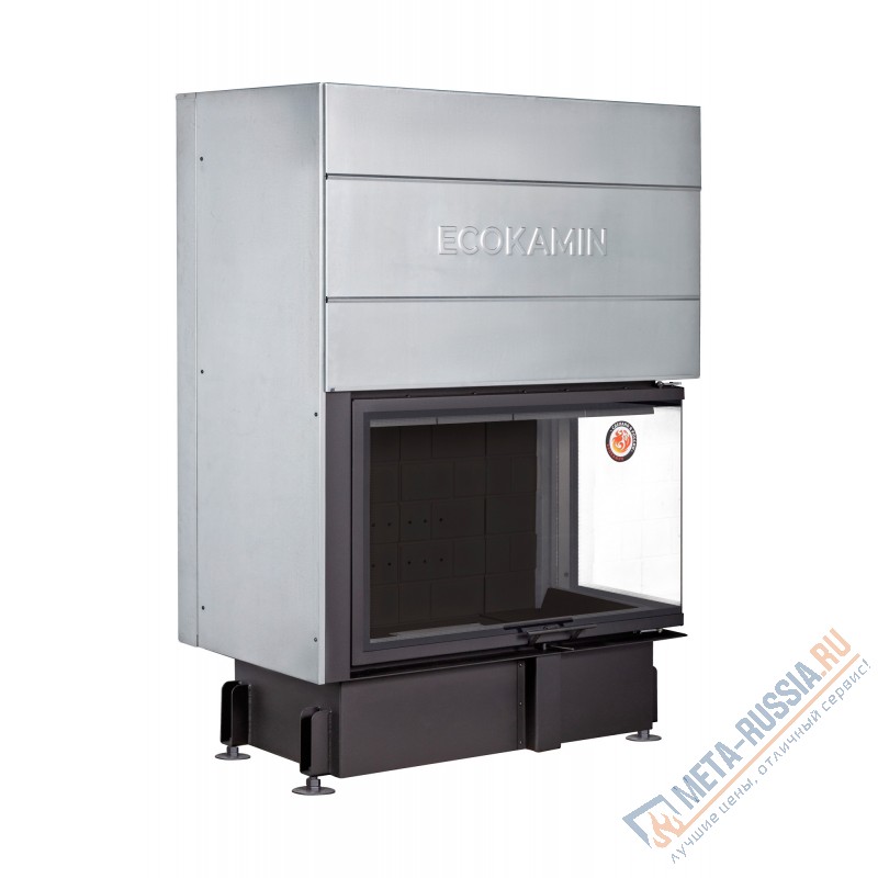 Каминная топка ЭкоКамин ДЕЛЬТА 1000RB два стекла принтинг правая черный шамот TDNP1000RB