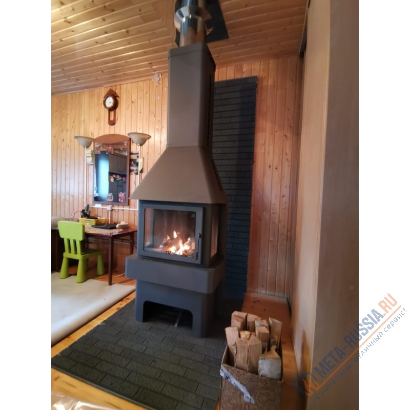 Печь-камин Экокамин Бавария три стекла черная