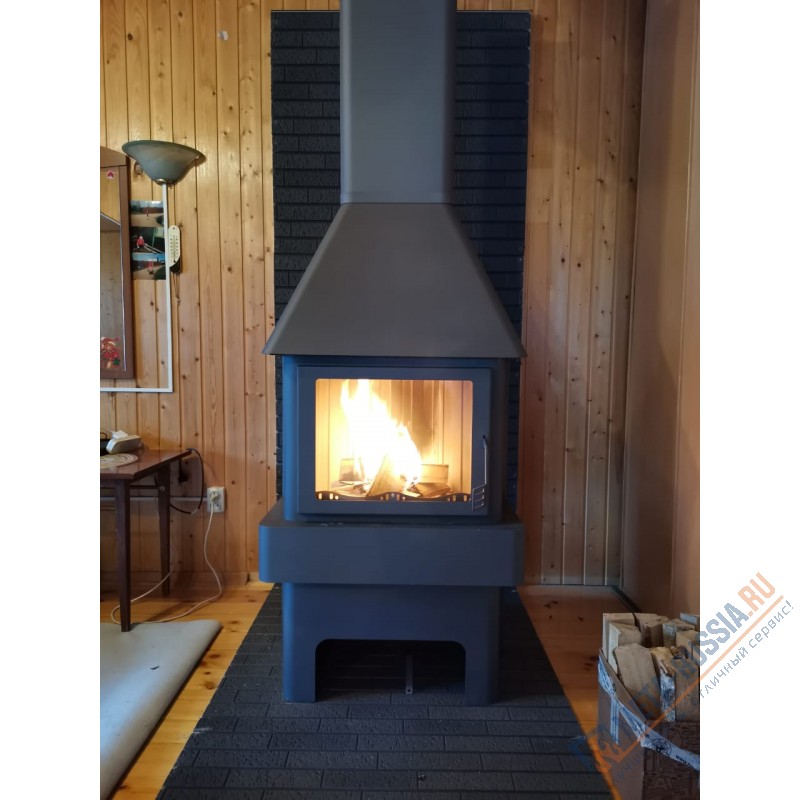 Печь-камин Экокамин Бавария три стекла черная Печь-камин Экокамин Бавария три стекла черная