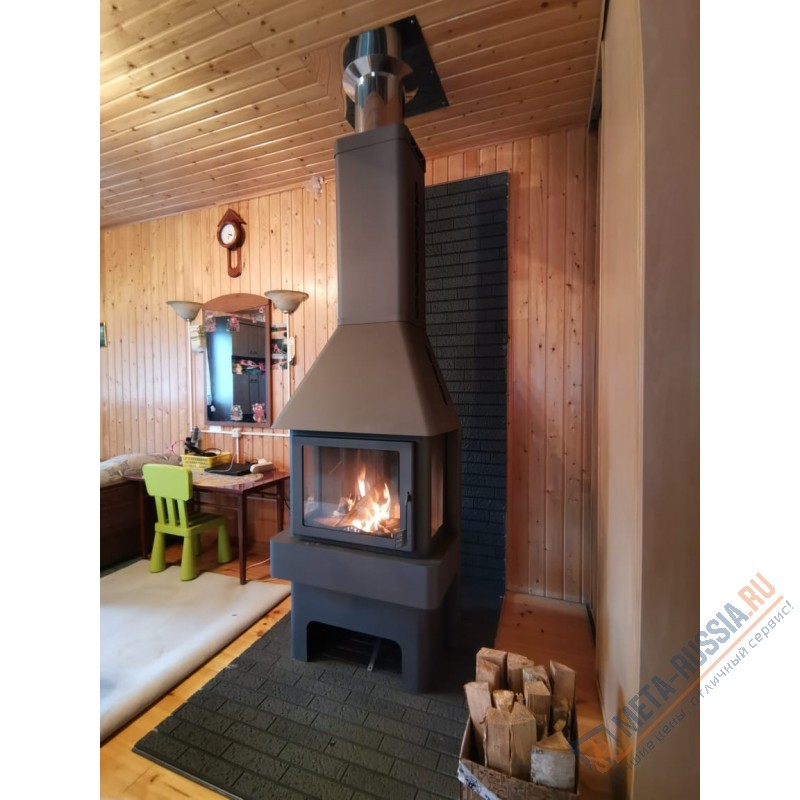 Печь-камин Экокамин Бавария три стекла черная