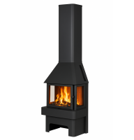Печь-камин Экокамин Бавария три стекла черная