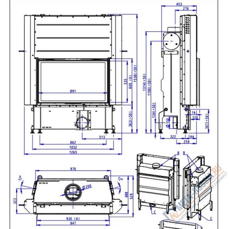 Каминная топка Romotop IMPRESSION 2G L 93.60.01 черный