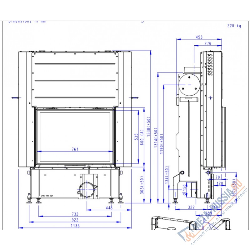 Каминная топка Romotop IMPRESSION R/L 2G L 83.60.34.21 черная