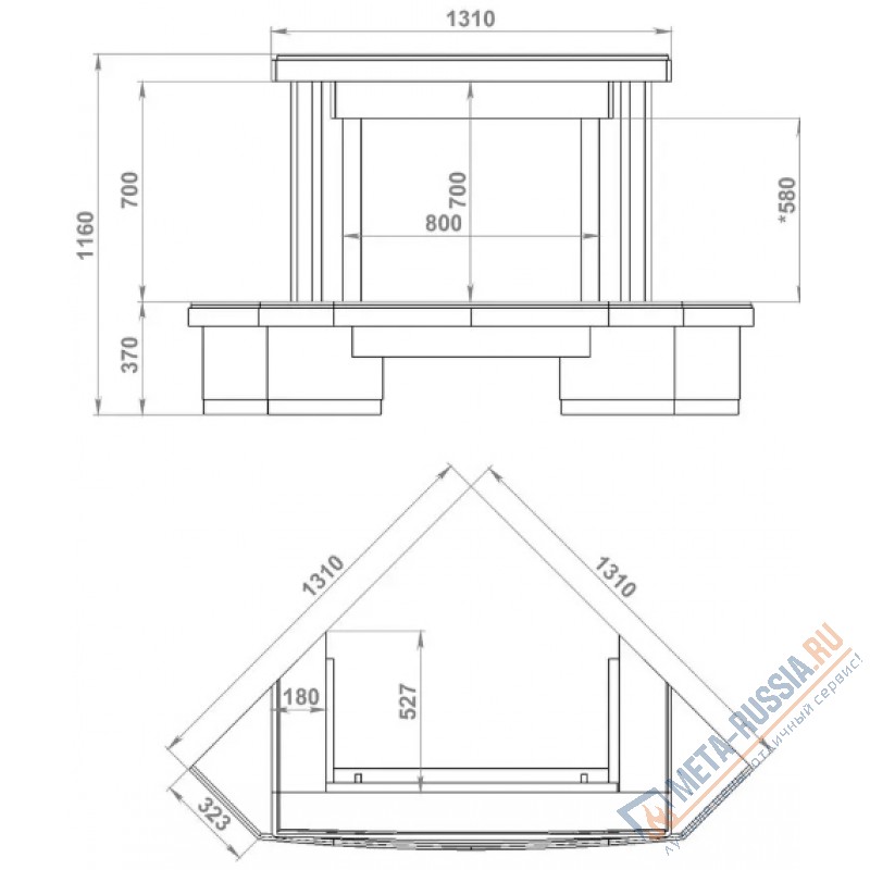 Каминная облицовка Madeira Alba угловая