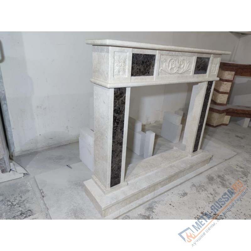 Каминный портал мраморный Madeira ROWAN с резьбой