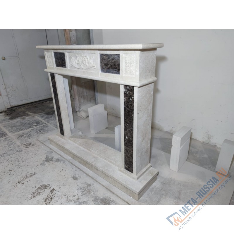 Каминный портал мраморный Madeira ROWAN с резьбой