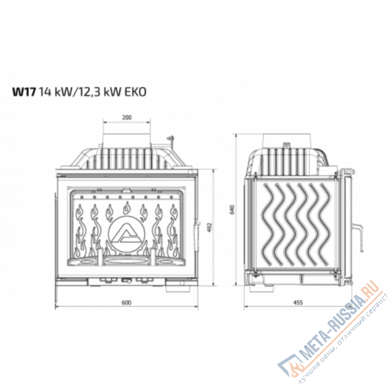 Каминная топка Kaw-Met W17 DECOR 12,3 кВт EKO