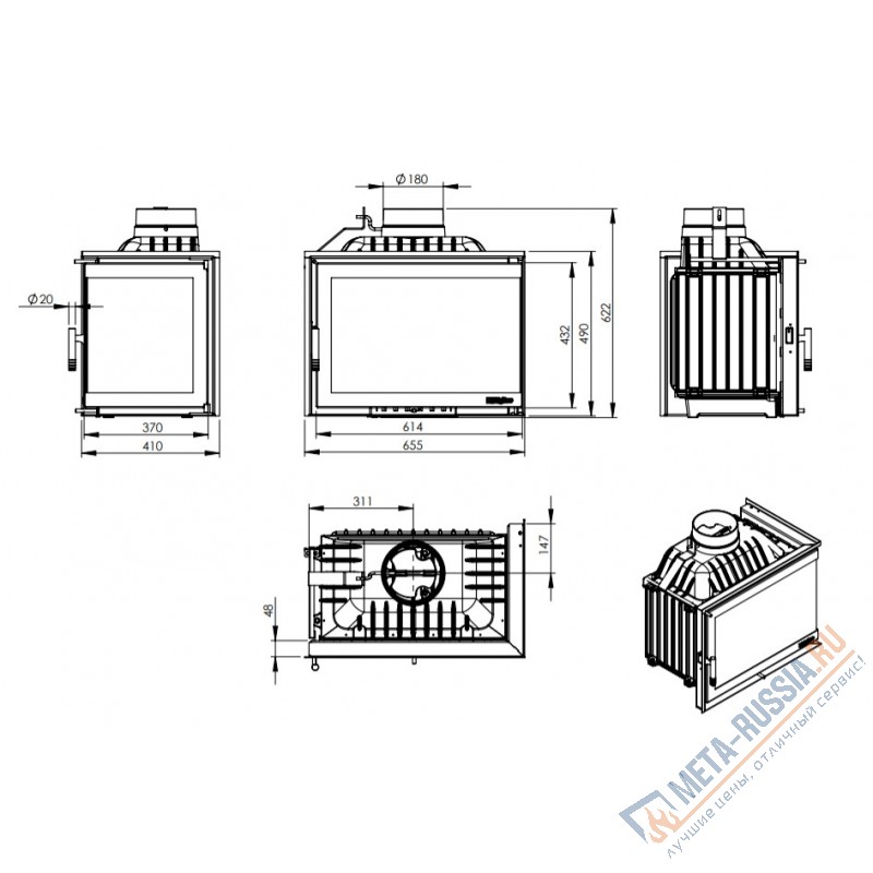 Каминная топка NORDflam ETNA EKO left