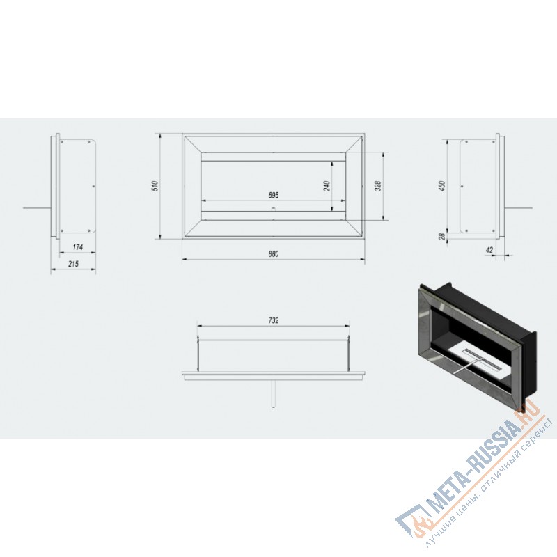Биокамин настенный Kratki CHARLIE черный, TUV