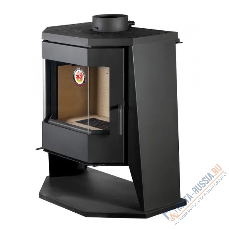 Печь-камин Экокамин Бавария ПАНОРАМА ПРИЗМА с плитой (PK189)