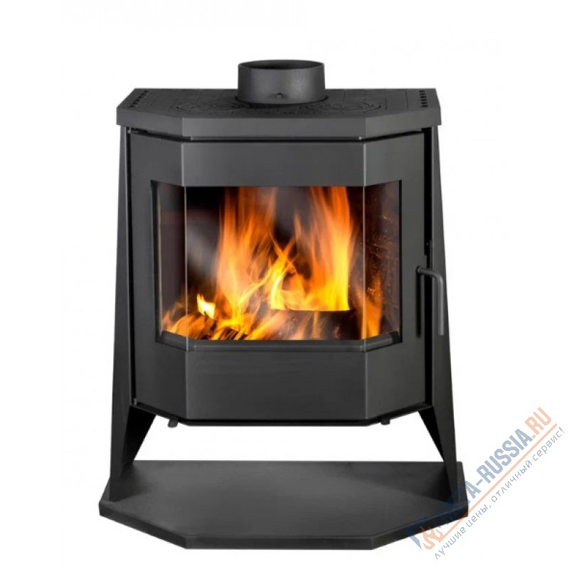 Печь-камин Экокамин Бавария ПАНОРАМА ПРИЗМА с плитой (PK189), 12 кВт, д.200, вторичный дожиг, CVP, чистое стекло