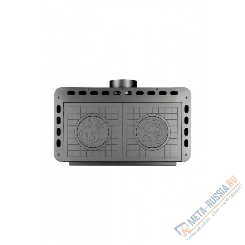 Печь-камин Экокамин Бавария Эко с плитой две конфорки, 10 кВт, дымоход 150, подача воздуха извне