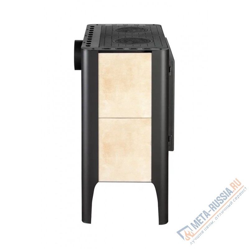 Печь-камин Экокамин Бавария Эко с плитой две конфорки, 10 кВт, дымоход 150, подача воздуха извне