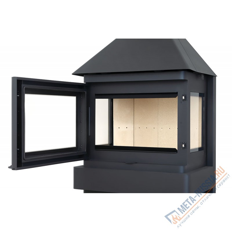 Печь-камин Экокамин Прага три стекла черный (PK 001)