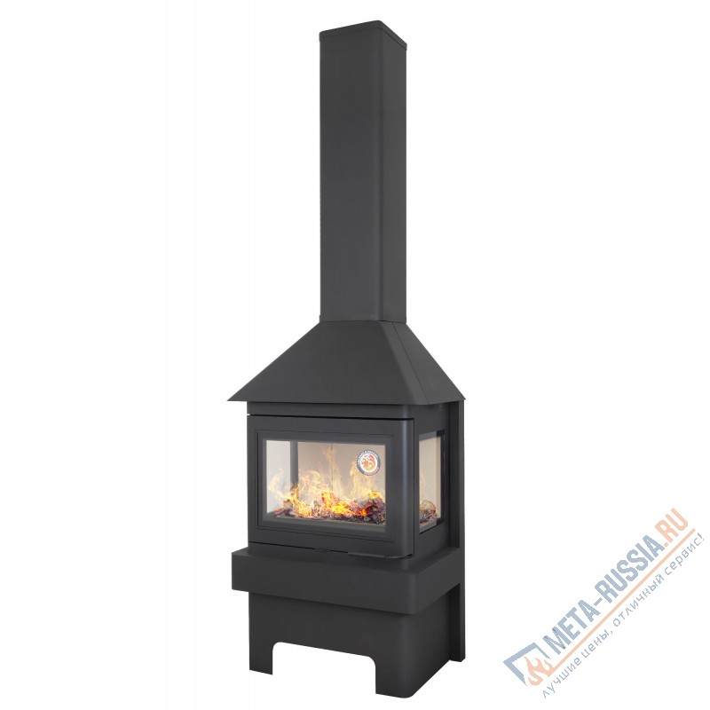 Печь-камин Экокамин Прага три стекла черный (PK 001)
