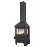 Печь-камин Экокамин Прага три стекла черный (PK 001)