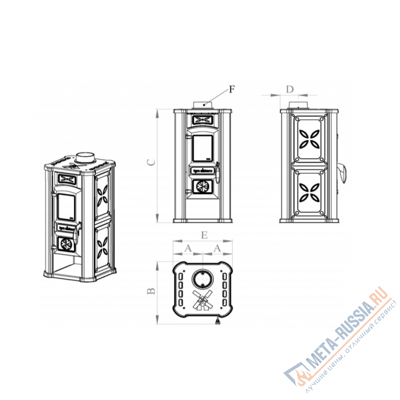 Печь-камин Tim Sistem Diana ceramic красная