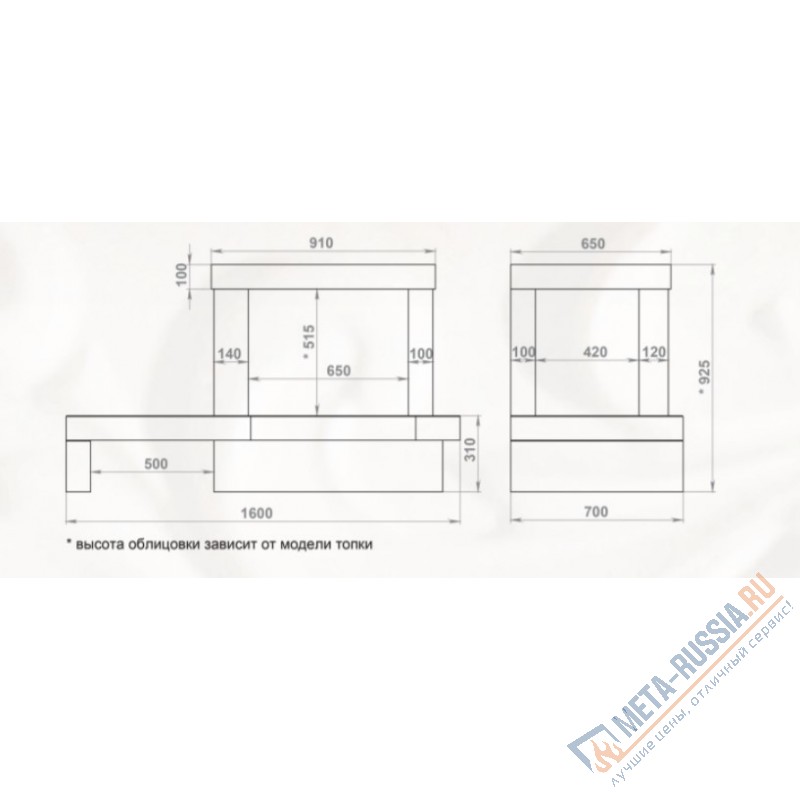 Каминная облицовка Madeira Felicia пристенная