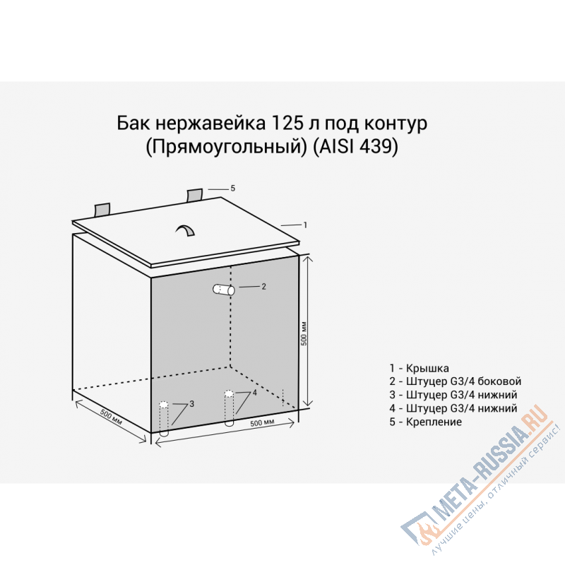 Труба дымоход Везувий бак нержавейка 125л с тэном (квадратный) (AISI 439)