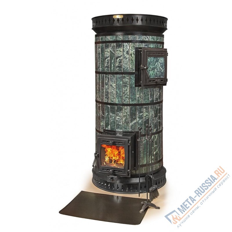 Печь банная КДМ ПББ-ЗКм -ЗмО Русская баня с закрытой каменкой  в облицовке Змеевик