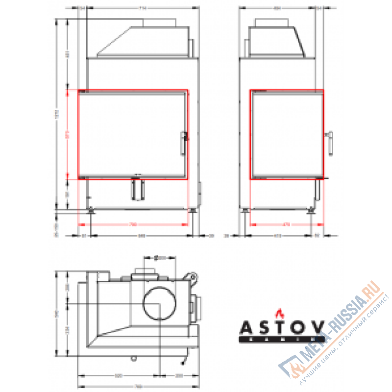 Каминная топка ASTOV П2С 700 R