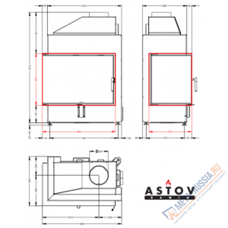 Каминная топка ASTOV П2С 800 L