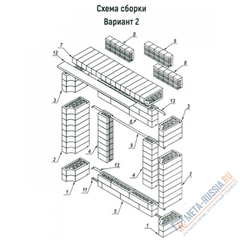 Портал для печей LK Фигурный Кирпич (Красный)