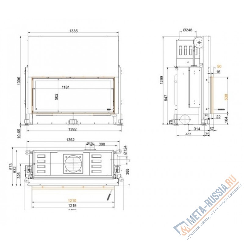 Каминная топка Brunner Architektur-Kamin 53/121 Flat Classic с подъемом