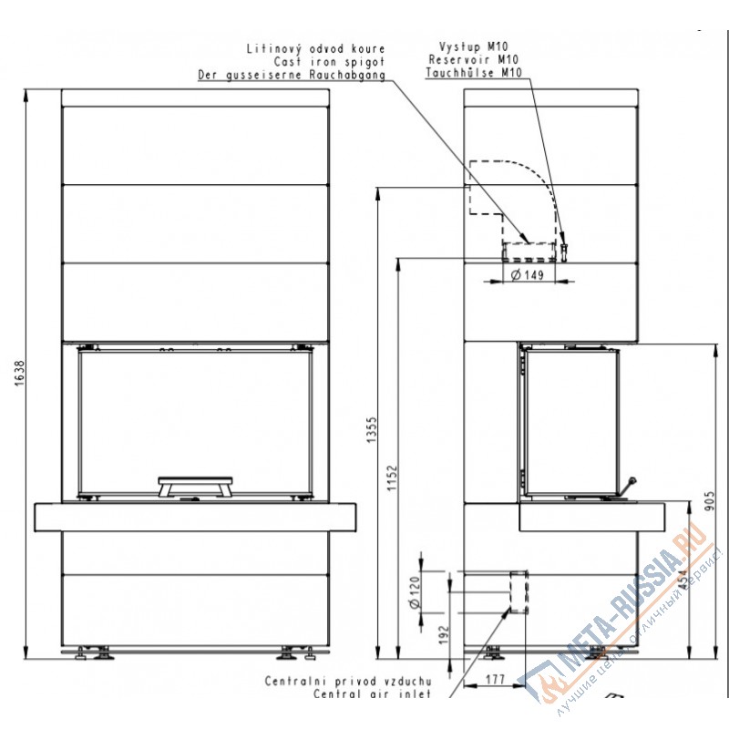 Печь-Камин Romotop CARA СN AKUM металл