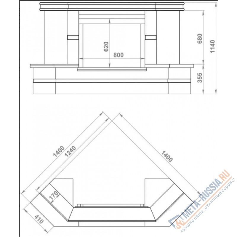 Каминная облицовка Madeira Dalia угловая