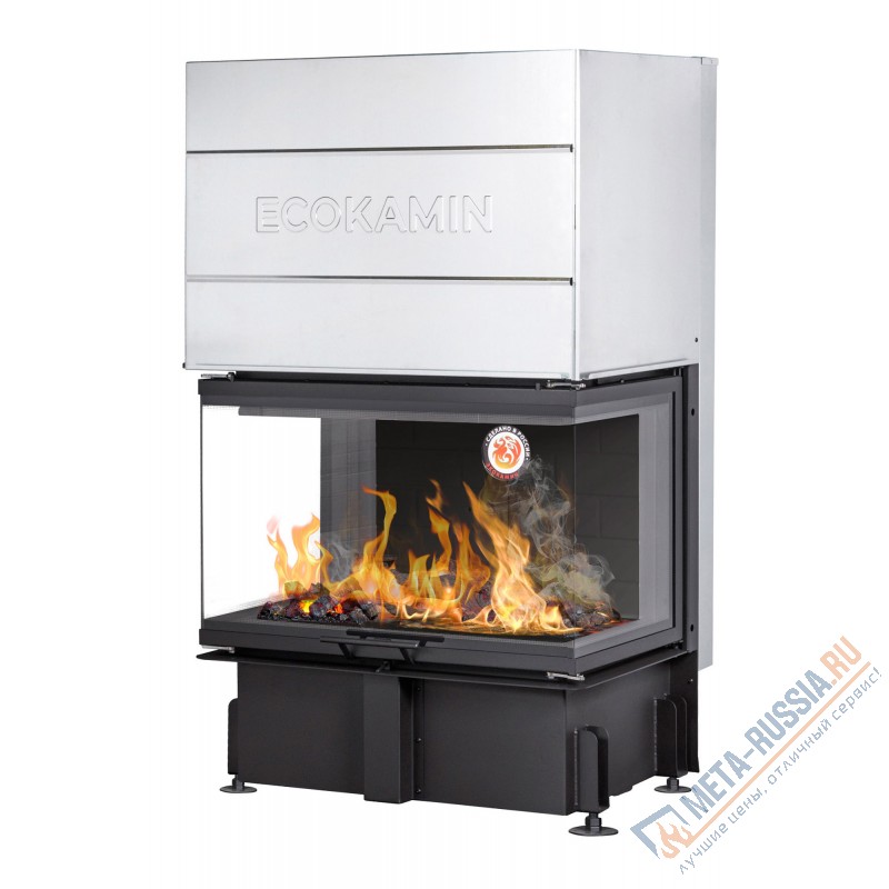 Каминная топка Каминная топка Экокамин ДЕЛЬТА 800 B TDN800B три стекла принтинг черный шамот